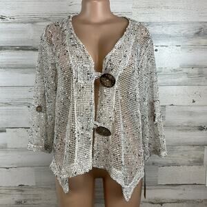 Hailey Lyn Cardigan Boho Cottage Beach Coastal Grandma Nautical Open Knit XL